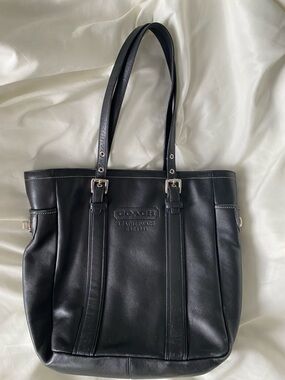 Y2K COACH Black Leather Tote Bag